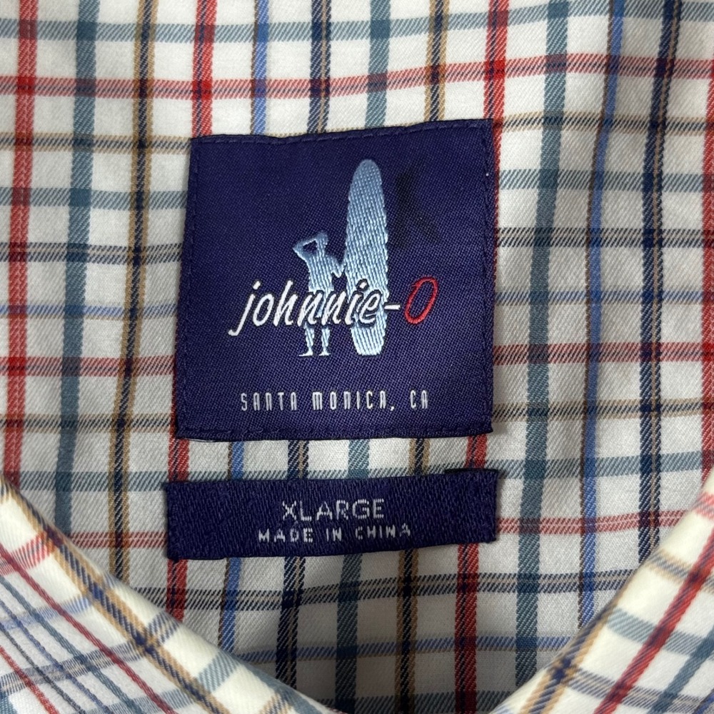 Johnnie-O Mens XL Button Down Shirt Multi Color Check Cotton Long Sleeve Logo - Picture 4 of 9
